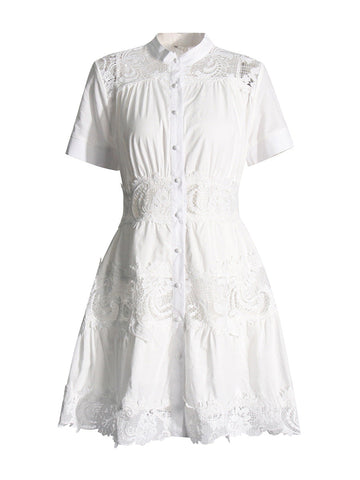Retro Court Style Dress 2025 Spring New Heavy Industry Court Wind Hollow Waist Short Dress Woman